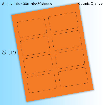 RediPerf Card - 8 up yields 400cards/50sheets. Color - Cosmic Orange. RediPerf Card - 8 up yields 400cards/50sheets. Color - Cosmic Orange.