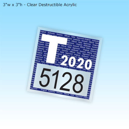 Destructible Decals - 3"w x 3"h - Clear Destructible Acrylic Destructible Decals - 3"w x 3"h - Clear Destructible Acrylic
