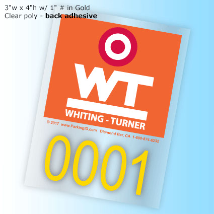 EconoQuick Decals - 3"w x 4"h w/ 1" # in Gold. Clear Poly - back adhesive EconoQuick Decals - 3"w x 4"h w/ 1" # in Gold. Clear Poly - back adhesive