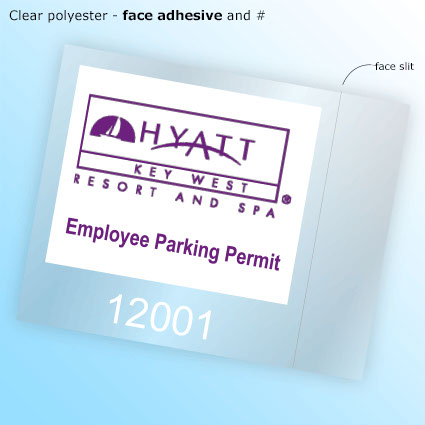Square 2x2 w/Tab Decal - Clear polyester - face adhesive and # Square 2x2 w/Tab Decal - Clear polyester - face adhesive and #
