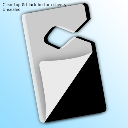 LamiTag (TM) Colored - clear top & black bottom sheets - unsealed