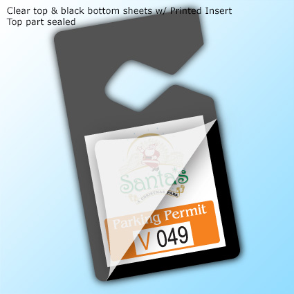 LamiTag (TM) Colored - clear top & black bottom sheets w/ Printed Insert - top part sealed