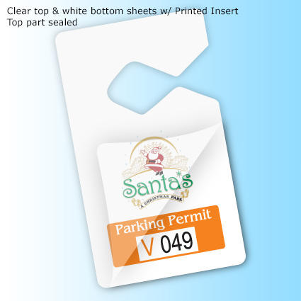 LamiTag (TM) Colored - clear top & white bottom sheets w/ Printed Insert - top part sealed