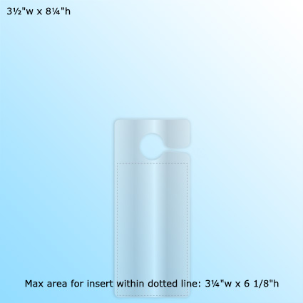 LamiTag (TM) - 3½"w x 8¼"h w/ max area for insert within dotted line: 3¼"w x 6⅛"h LamiTag (TM) - 3½"w x 8¼"h w/ max area for insert within dotted line: 3¼"w x 6⅛"h