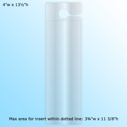 LamiTag (TM) - 4"w x 13½"h w/ max area for insert within dotted line: 3¾"w x 11⅜"h LamiTag (TM) - 4"w x 13½"h w/ max area for insert within dotted line: 3¾"w x 11⅜"h