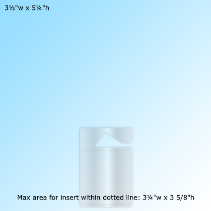 LamiTag (TM) - 3½"w x 5¼"h w/ max area for insert within dotted line: 3¼"w x 3⅝"h LamiTag (TM) - 3½"w x 5¼"h w/ max area for insert within dotted line: 3¼"w x 3⅝"h