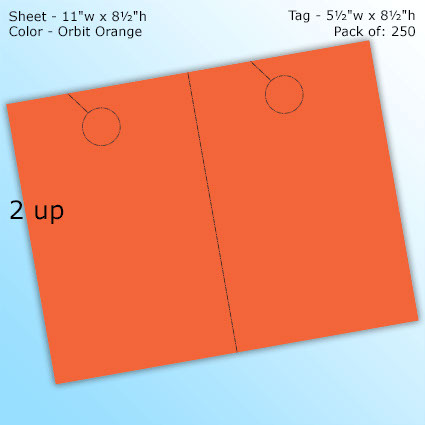 RediPerf Tags - 2 up. Sheet - 11"w x 8½"h. Color - Orbit Orange. Tag - 5½"w x 8½"h. Pack of 250. RediPerf Tags - 2 up. Sheet - 11"w x 8½"h. Color - Orbit Orange. Tag - 5½"w x 8½"h. Pack of 250.